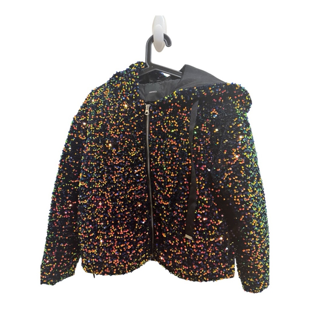 Sequin Hood Puffer Jacket